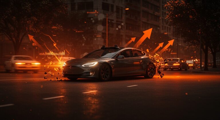 Tesla robotaxis con tasa de accidentes cuatro veces mayor que conductores humanos mostrando riesgo en vehículos autónomos y movilidad startup.