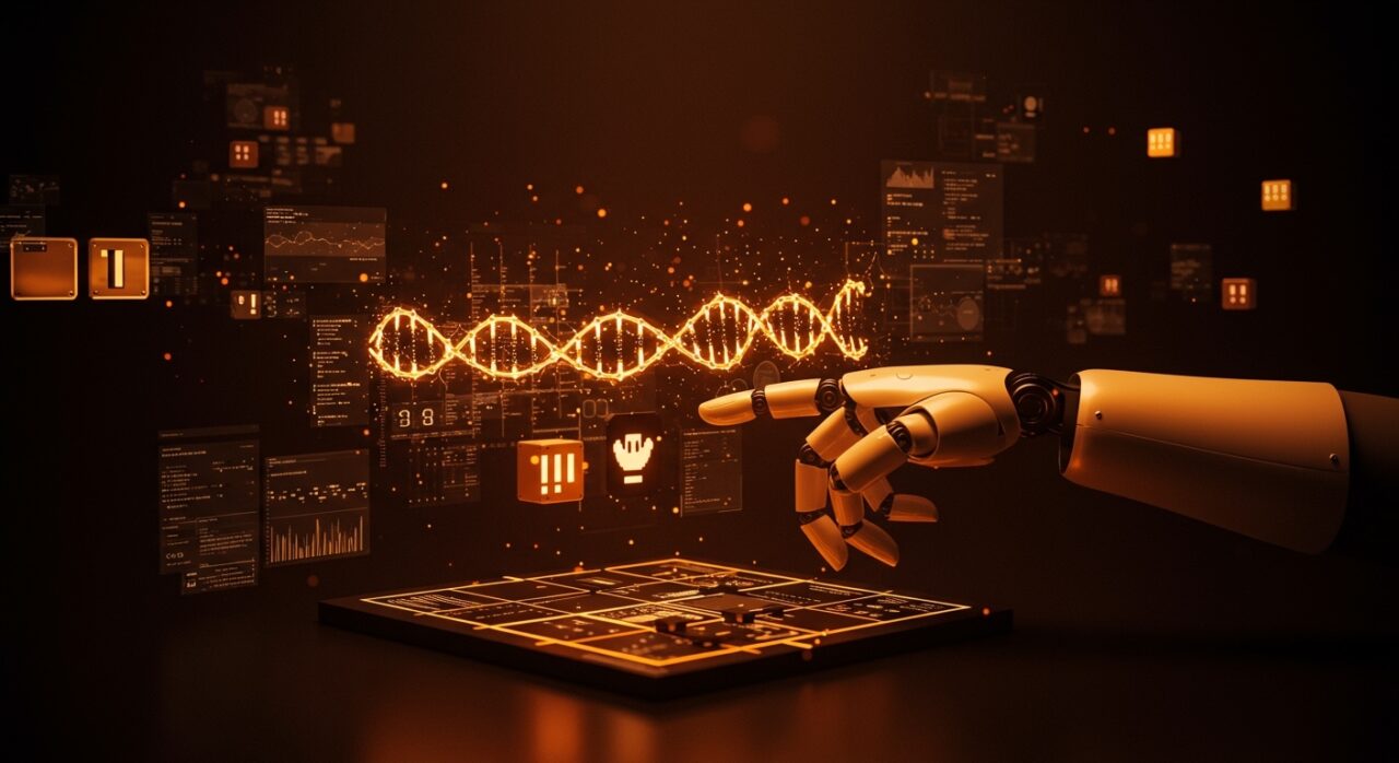 Imagen que representa el testing autónomo mediante algoritmos genéticos aplicado a Super Mario Bros en un entorno tecnológico avanzado.