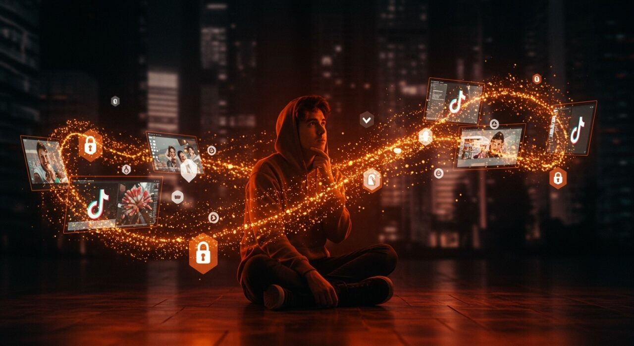 TikToker monetizando contenido en redes sociales con enfoque en crecimiento ético y viralidad en TikTok, simbolizando la lucha contra la desinformación.