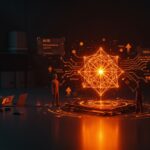 Modelo transformer minimalista eficiente en IA para startups, destacando optimización de parámetros y técnicas ALiBi en un entorno de trabajo moderno.