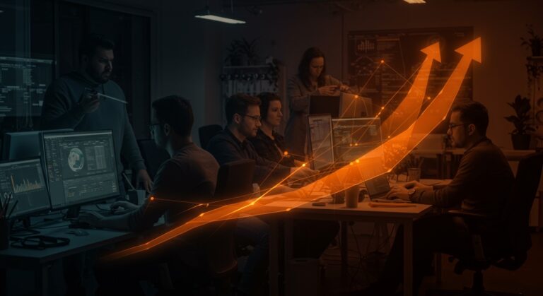 Ingenieros fundadores colaborando en una startup de Y Combinator en Nueva York con red de inversores fintech y financiación activa.