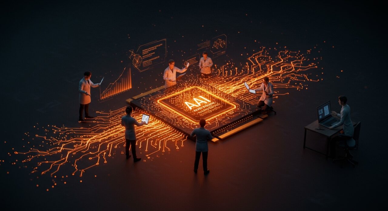 Equipo de ingenieros optimizando GPU con IA avanzada para acelerar procesos, destacado en startups de inteligencia artificial y optimización tecnológica.