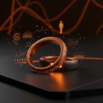 Ultrahuman Ring Pro anillo inteligente sobre fondo negro con datos holográficos y símbolos de tecnología healthtech, destacando innovación en mercado de wearables de salud.