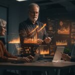 Veterano SaaS colaborando con startup IA en estrategia de crecimiento enterprise utilizando plataforma IA empresarial.