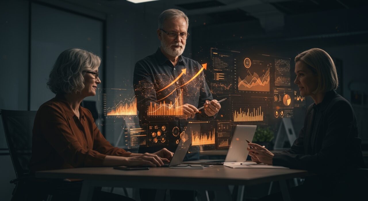 Veterano SaaS colaborando con startup IA en estrategia de crecimiento enterprise utilizando plataforma IA empresarial.