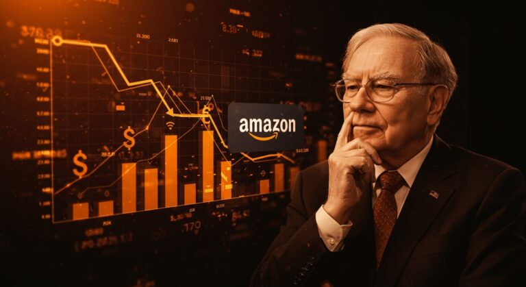Warren Buffett vendiendo acciones de Amazon y reduciendo su posición en el mercado tecnológico en 2026.