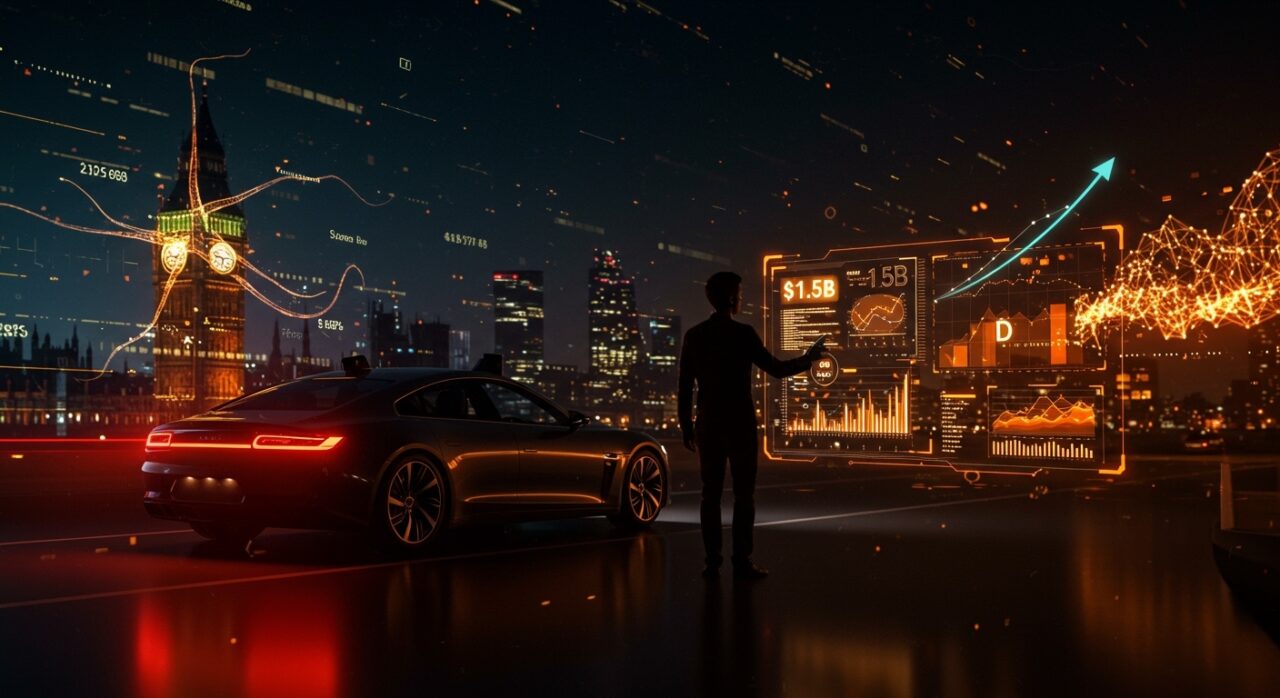 Imagen destacada de startup Wayve recibiendo financiación de 1.5B USD para conducción autónoma con IA aplicada, mostrando innovación tecnológica en Londres.