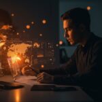 Founder utilizando herramientas DNS para análisis y ciberseguridad en infraestructura internet de startups.