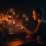 Founder utilizando asistente IA de WordPress.com para automatizar la creación y edición de contenido en el ecosistema startup.