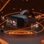 Apple Vision Pro con interfaz de la app YouTube destacando tecnología inmersiva y ecosistema de realidad mixta en startup tech.