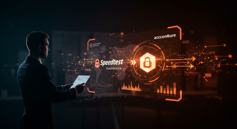 Adquisición tecnológica de Accenture a Ookla (Speedtest y Downdetector) destacando análisis de datos de conectividad y tendencias del mercado tech 2026.