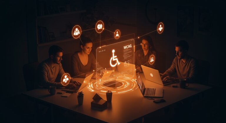 Equipo de founders de SaaS trabajando en accesibilidad web y usabilidad para productos tecnológicos inclusivos.