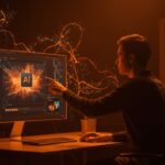 Asistente de IA en Photoshop con Adobe Firefly 2026 mostrando edición conversacional y generación automática de imágenes para startups.