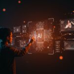 Profesional creativo entrenando inteligencia artificial con arte personal en Adobe Firefly para optimizar generación de contenido visual en startups.