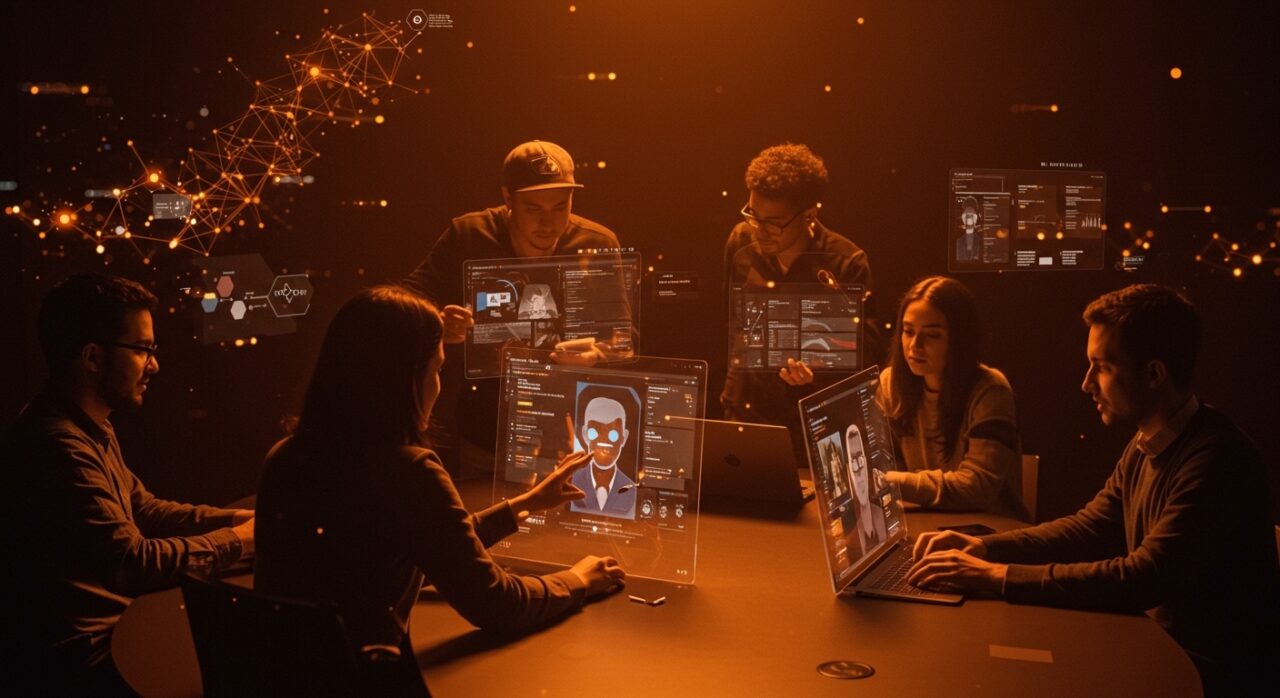 Fundadores del ecosistema LATAM colaborando con agentes de IA en software libre y open source, impulsando innovación tecnológica.