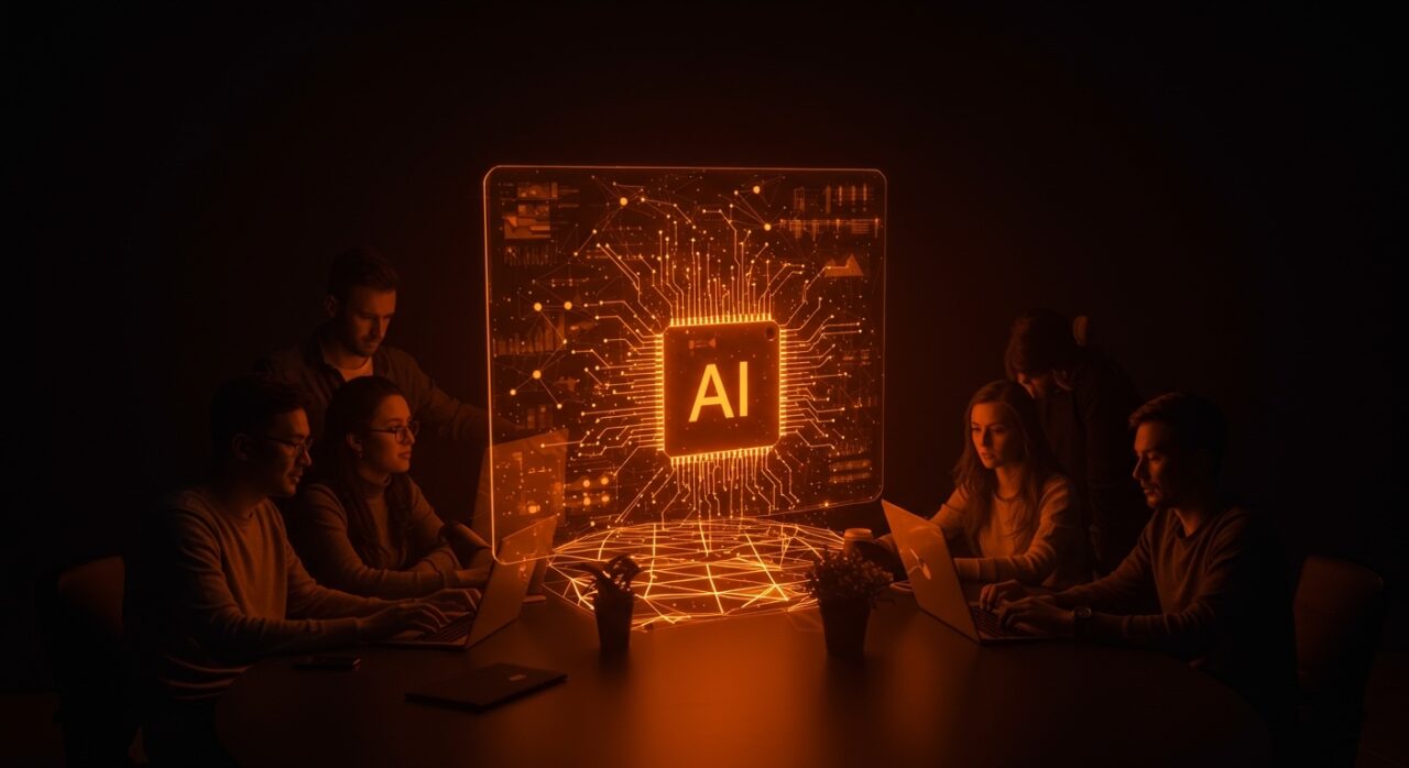 Startups colaborando sobre una red digital de IA independiente para escalar infraestructura tecnológica en LATAM.