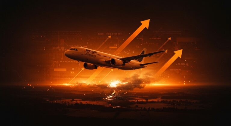 Imagen dramática del Airbus A320 relacionado con el accidente de 1988 y lecciones de gestión de riesgos para startups tecnológicas.