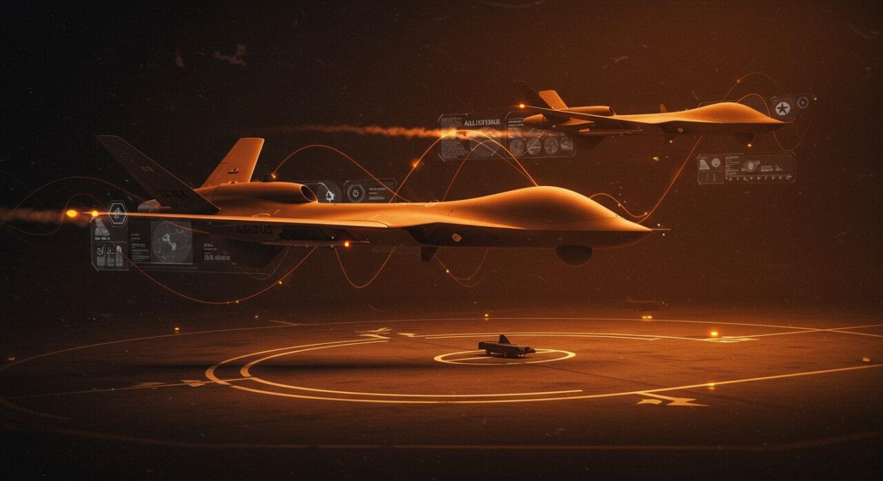 Drones de combate Airbus Valkyrie con IA para la Fuerza Aérea Alemana en 2029, ilustrando innovación en tecnología militar europea.
