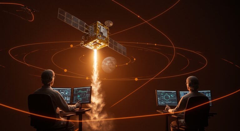 Lanzamiento del satélite Celeste IOD-1 de Alén Space y GMV, mostrando innovación en satélites pequeños y tecnología espacial europea.