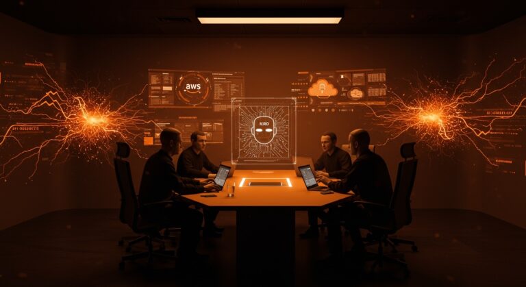 Reunión interna de ingeniería de Amazon tras outage de IA en AWS, destacando lecciones para startups tecnológicas sobre riesgos y tendencias del mercado tecnológico.