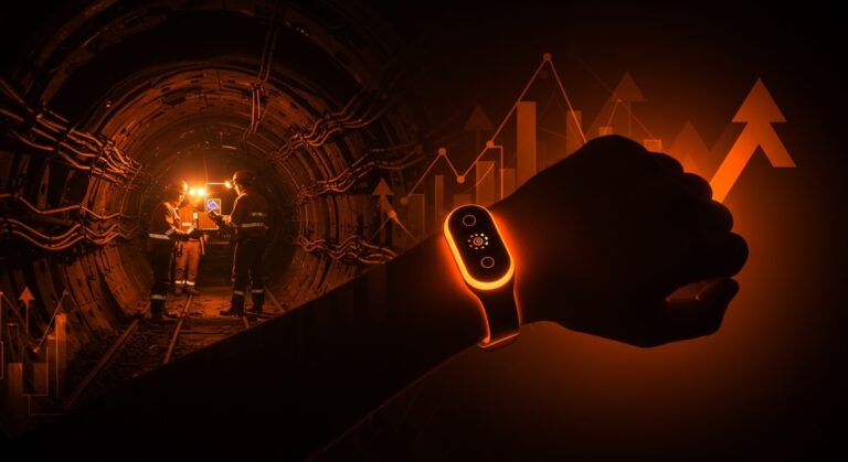 Pulsera inteligente chilena para prevención de accidentes eléctricos en minería, destacando tecnología wearable y seguridad laboral en América Latina.