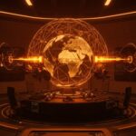 Visualización futurista de vigilancia espacial y sistema de defensa Golden Dome tras adquisición de ExoAnalytic por Anduril.