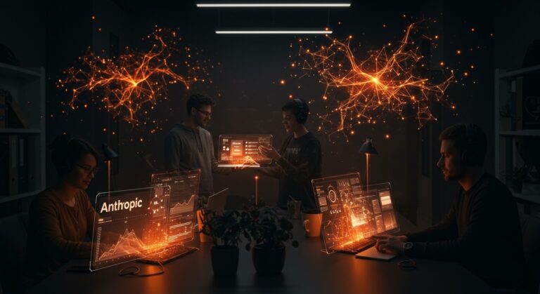 Imagen del Anthropic Marketplace impulsado por el software empresarial Claude mostrando colaboración de founders tecnológicos y herramientas IA para startups en LATAM.