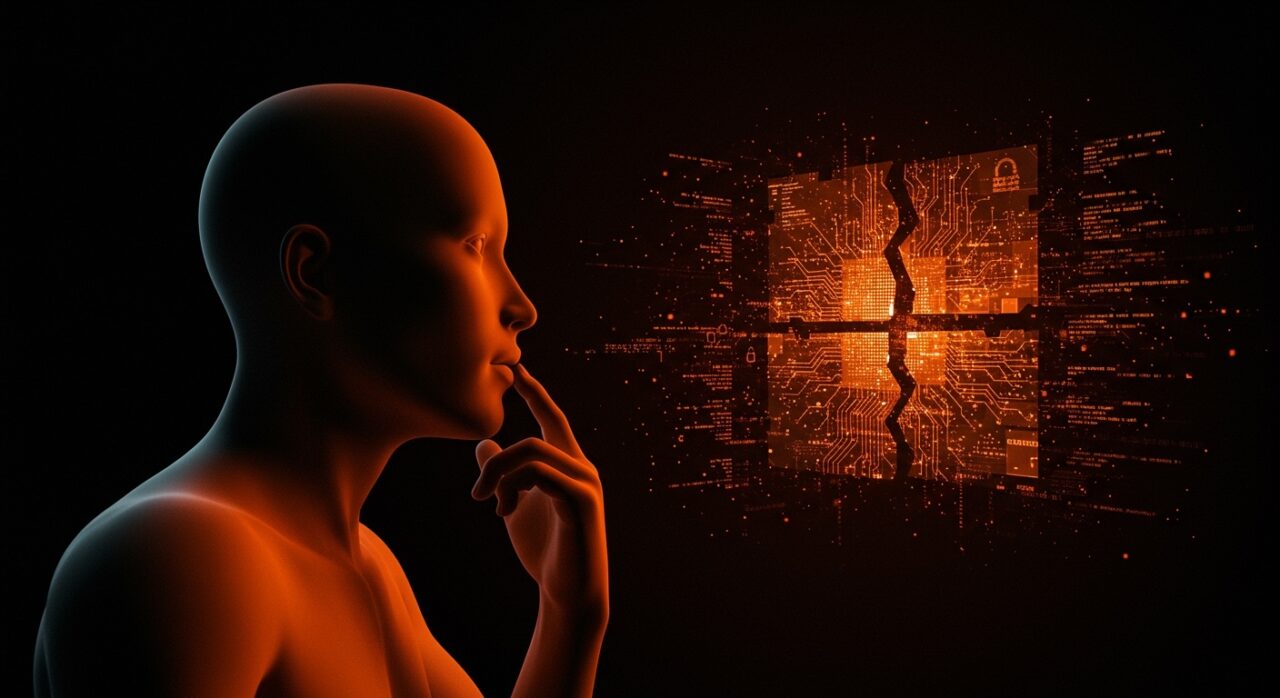 Visual editorial de IA aplicada a seguridad revelando vulnerabilidades ocultas en análisis estático de código SAST, destacando herramientas de Anthropic y OpenAI.