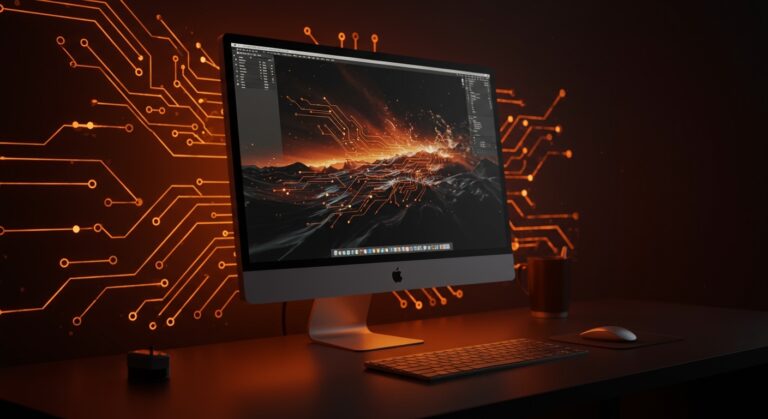 Apple Studio Display con Thunderbolt 5 y tecnología mini-LED XDR en un entorno moderno para startups tecnológicas 2026.