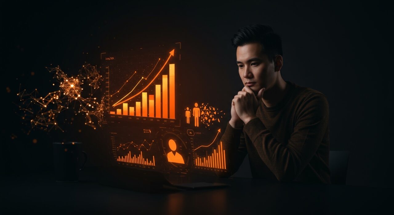 Análisis visual de monetización y retención en apps con inteligencia artificial, mostrando crecimiento de ingresos y churn en el ecosistema SaaS.