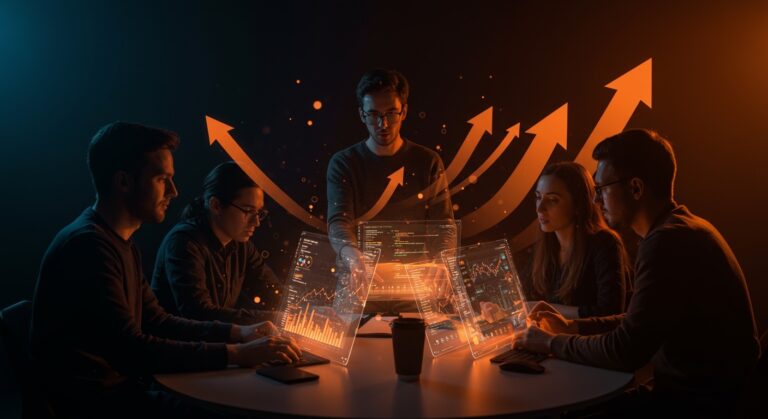 Ingenieros de software colaborando en decisiones de producto en startup Ashby de YC en Europa, destacando tendencias de contratación tecnológica.