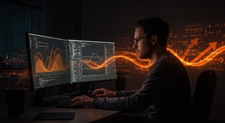 Desarrollador optimizando asin() en C++ para ray tracing con máxima velocidad y precisión usando tecnología NVIDIA.