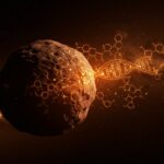 Asteroide Ryugu con bloques y nucleobases de ADN y ARN, representando descubrimientos clave para el origen de la vida y la exploración espacial.