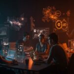 Equipo startup latinoamericano utilizando inteligencia artificial para crear feeds personalizados y aumentar engagement con IA aplicada.