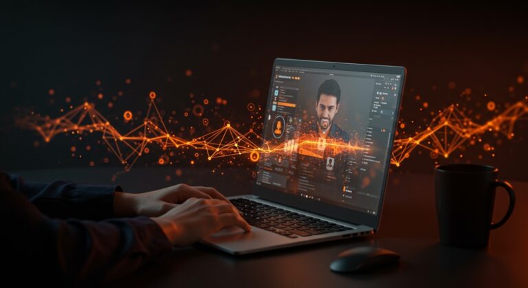 Interfaz digital con feeds personalizados impulsados por inteligencia artificial de Bluesky para startups LATAM en automatización y engagement.