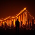 Ilustración de Larry Fink y la inteligencia artificial evidenciando el desafío de la desigualdad económica en el mercado tecnológico.