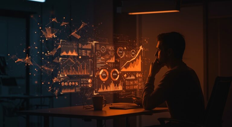 Founder analizando datos de automatización avanzada en empresas españolas para mejorar eficiencia y competitividad.