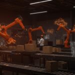 Centro de fulfillment automatizado con robótica e inteligencia artificial para startups optimizando logística en 2026.