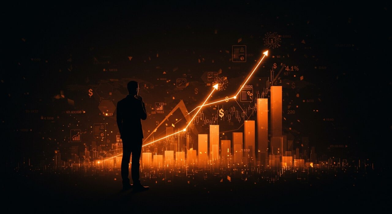 Ilustración de desigualdad salarial causada por automatización e inteligencia artificial en el mercado laboral y educación tecnológica.