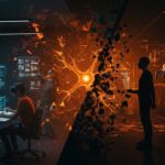 Visualización de la desigualdad laboral en startups LATAM causada por automatización e inteligencia artificial, destacando capacitación digital y regulación.