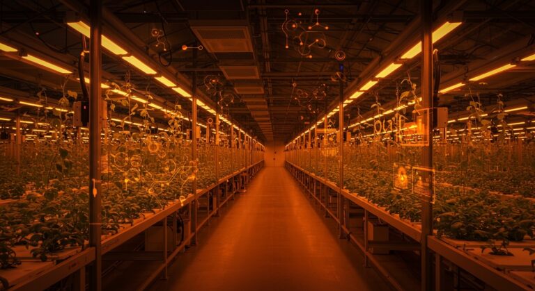 Automatización en invernaderos de agricultura intensiva en Almería con control climático y tecnología agrícola para mayor sostenibilidad.