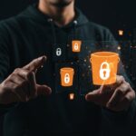 Interfaz holográfica que ilustra la seguridad en la nube con namespaces regionales de AWS S3 para eliminar bucketsquatting.