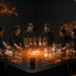 Doce startups europeas de IA innovan en salud, clima y seguridad apoyadas por AWS en 2026, ilustración tecnológica y colaborativa.