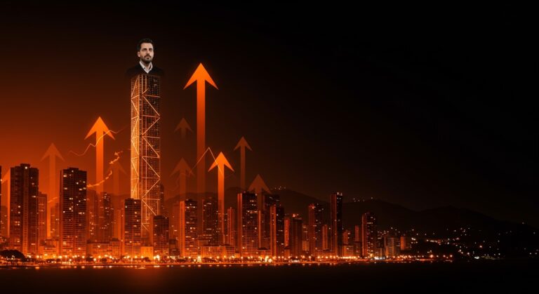 Transformación urbana de Benidorm con su ciudad vertical y modelo turístico innovador destacado en un paisaje urbano moderno.