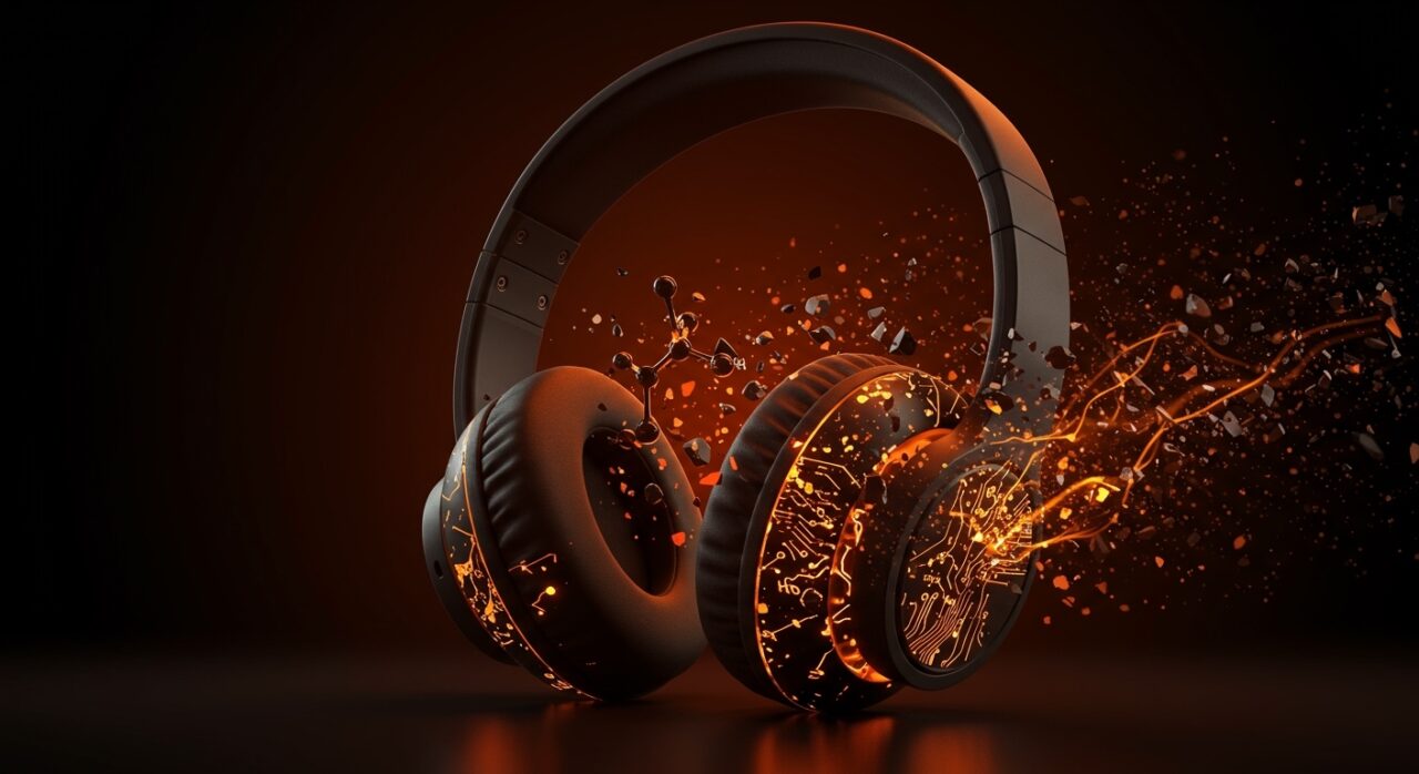 Auriculares con bisfenoles BPA y BPS mostrando el riesgo químico de disruptores endocrinos en productos electrónicos, según regulación europea.