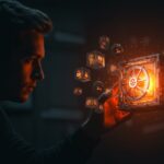 Imagen editorial cinematográfica que representa la gestión SaaS y el aumento de precios en Bitwarden, con énfasis en seguridad digital y comunicación al cliente.