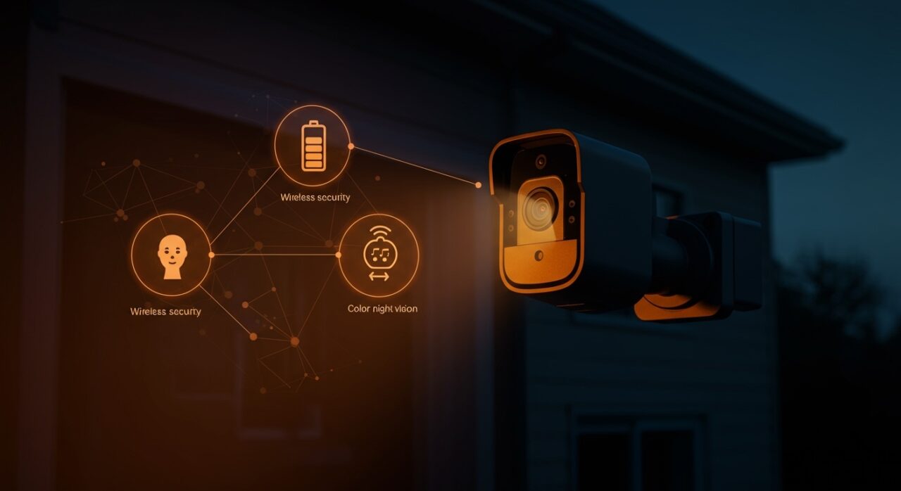 Cámara de seguridad exterior Blink Outdoor 2K+ con integración Alexa y visión nocturna color, destacando seguridad IoT accesible sin cables.