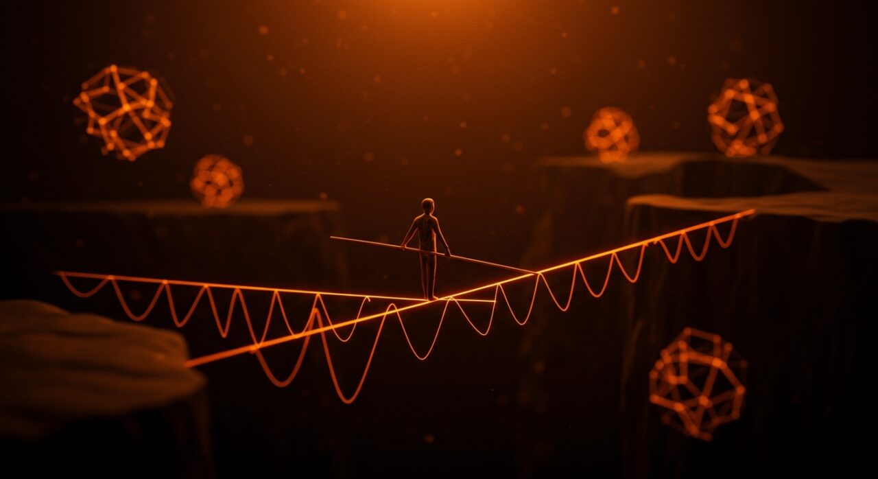 Fundador equilibrando altruismo y felicidad para evitar burnout, ilustrando liderazgo empático y bienestar en startups.