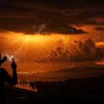 Borrasca Therese impactando España y Canarias con datos climáticos y visualización digital en tonos naranja y negro para startups y tendencias de mercado.