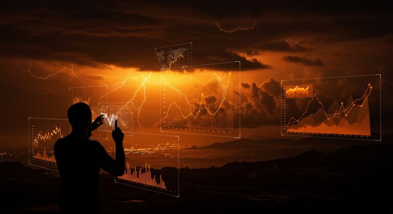 Borrasca Therese impactando España y Canarias con datos climáticos y visualización digital en tonos naranja y negro para startups y tendencias de mercado.